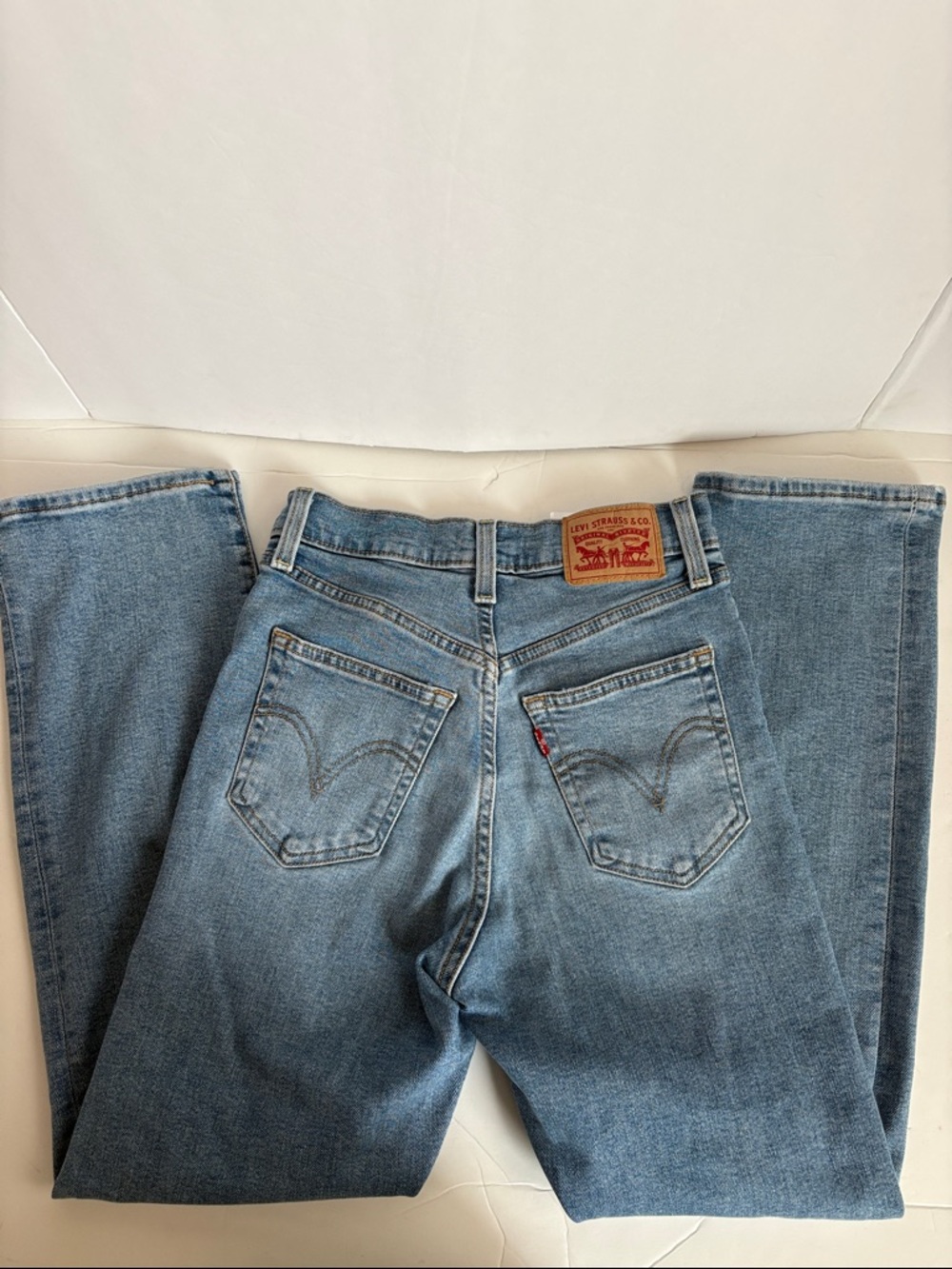 Levis Ribcage Straight Ankle button fly 5-pocket blue jeans no disstressing